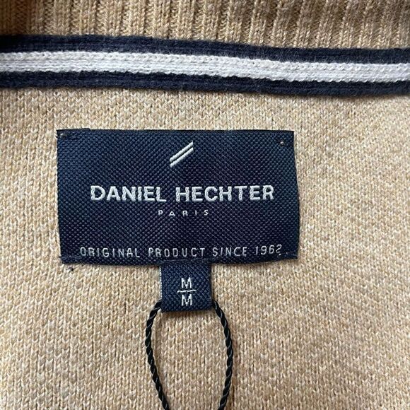 Daniel Hechter Knit Sweater Mens Sz M Cotton Full Zip Brown Tan - Picture 2 of 10